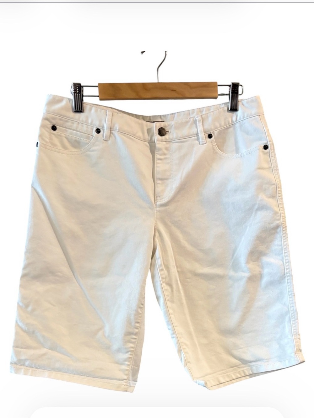 J. Jill White Stretch Bermuda Shorts Size 12 | Cotton Blend